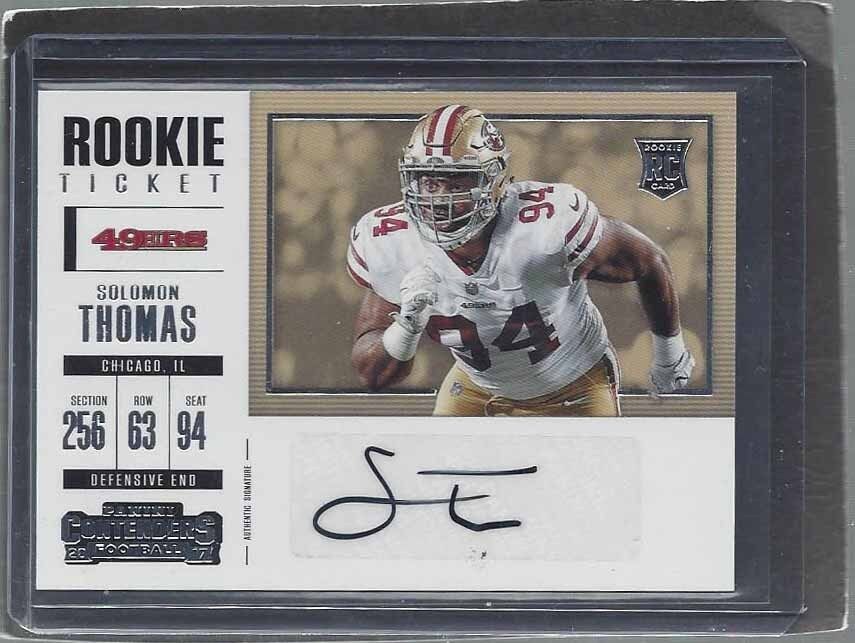 SOLOMON THOMAS 2017 CONTENDERS ROOKIE TICKET HORIZONTAL VARIATION AUTO RC #258