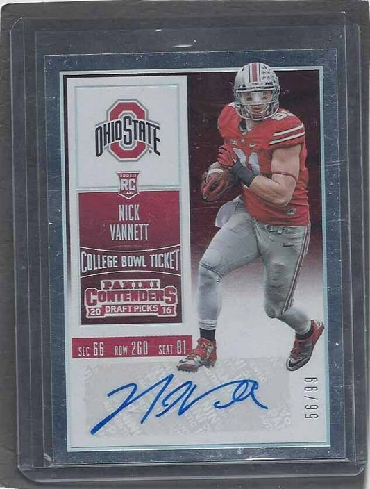 NICK VANNETT 2016 PANINI CONTENDERS BOWL TICKET OHIO STATE BUCKEYES AUTO RC /99
