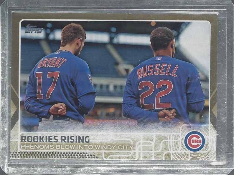 KRIS BRYANT ADDISON RUSSELL 2015 TOPPS ROOKIES RISING GOLD ROOKIE RC #D /2015