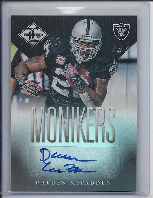 DARREN MCFADDEN 2013 LIMITED MONIKERS BLACK COWBOYS AUTO TRUE #D 1/1