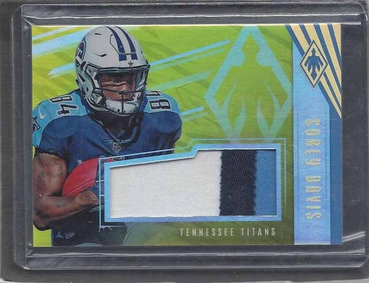 COREY DAVIS 2017 PANINI PHOENIX GOLD JUMBO 3 COLOR TITANS ROOKIE PATCH RC #D /25