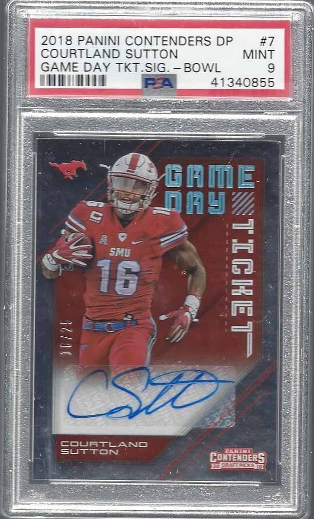 1/1 COURTLAND SUTTON 2018 CONTENDERS GAME DAY TICKET AUTO 16/25 PSA 9 MINT JSY#!