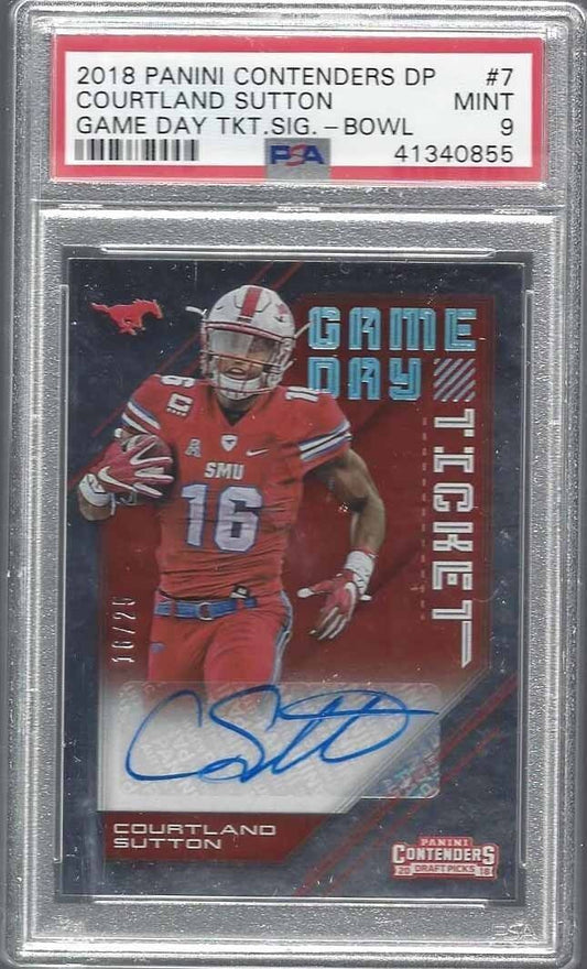 1/1 COURTLAND SUTTON 2018 CONTENDERS GAME DAY TICKET AUTO 16/25 PSA 9 MINT JSY#!