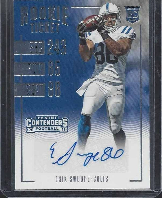 ERIK SWOOPE 2016 PANINI CONTENDERS ROOKIE TICKET COLTS TRUE RC AUTO #272