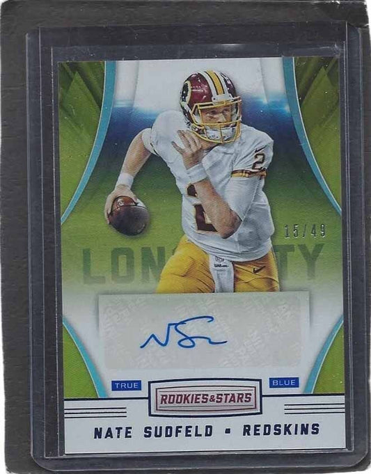 NATE SUDFELD 2016 PANINI ROOKIES & STARS TRUE BLUE LONGEVITY AUTO RC #D 15/49