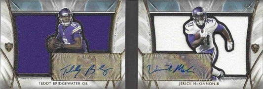 TEDDY BRIDGEWATER JERICK MCKINNON 2014 TOPPS SUPREME DIE CUT JERSEY AUTO RC /5