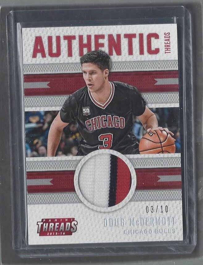 1/1 DOUG MCDERMOTT 2015-16 AUTHENTIC THREADS 3 COLOR PATCH #D 3/10 HIS JERSEY #3