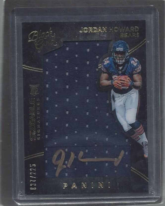 JORDAN HOWARD 2016 BLACK GOLD SIZEABLE SIGS JUMBO JERSEY ON CARD AUTO RC #D /225