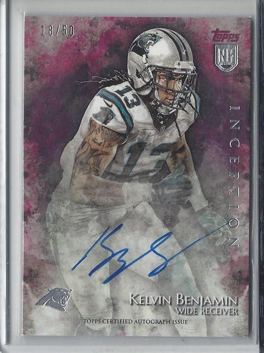 KELVIN BENJAMIN 2014 TOPPS INCEPTION PURPLE PANTHERS ON CARD ROOKIE AUTO RC /50