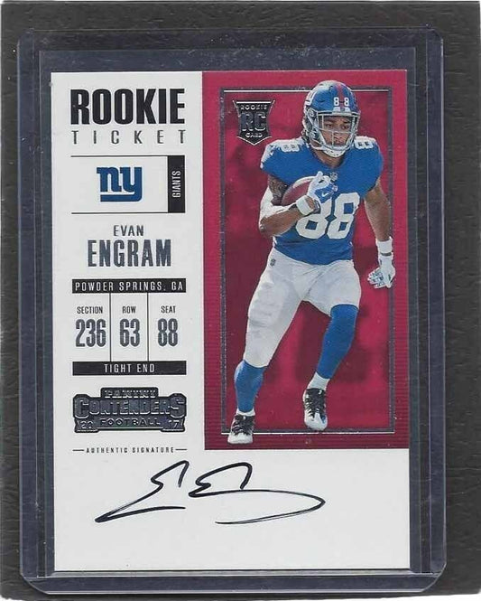 EVAN ENGRAM 2017 CONTENDERS ROOKIE TICKET GIANTS ON CARD AUTO RC #324