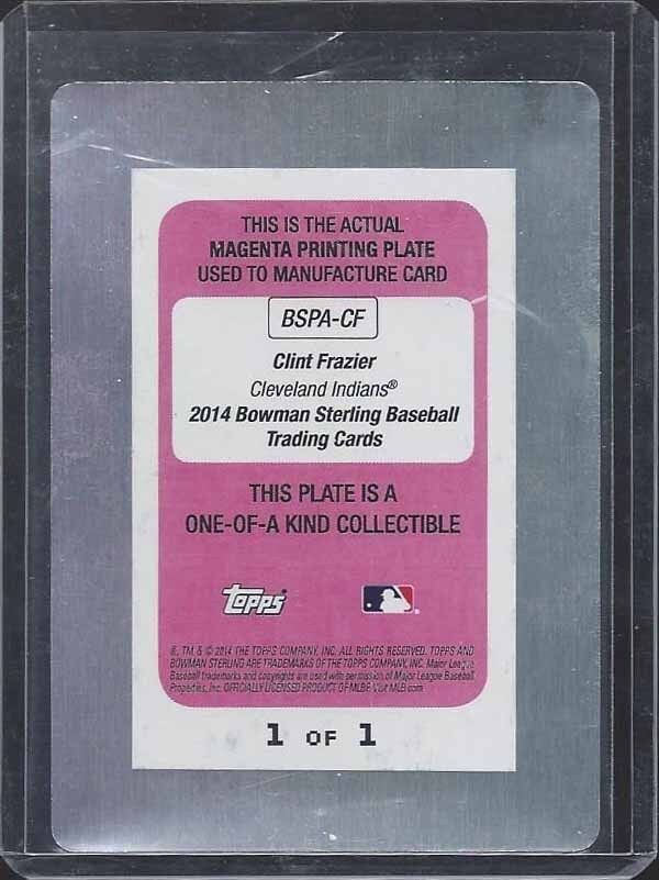 CLINT FRAZIER 2014 BOWMAN STERLING MAGENTA PRINTING PLATE PROSPECT AUTO #D 1/1