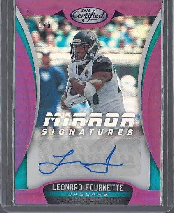 LEONARD FOURNETTE 2018 CERTIFIED MIRROR PURPLE SIGNATURES AUTO #D 1/5