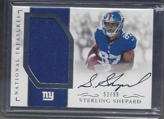 STERLING SHEPARD 2016 NATIONAL TREASURES HORIZONTAL RPA JERSEY AUTO RC #D 52/99