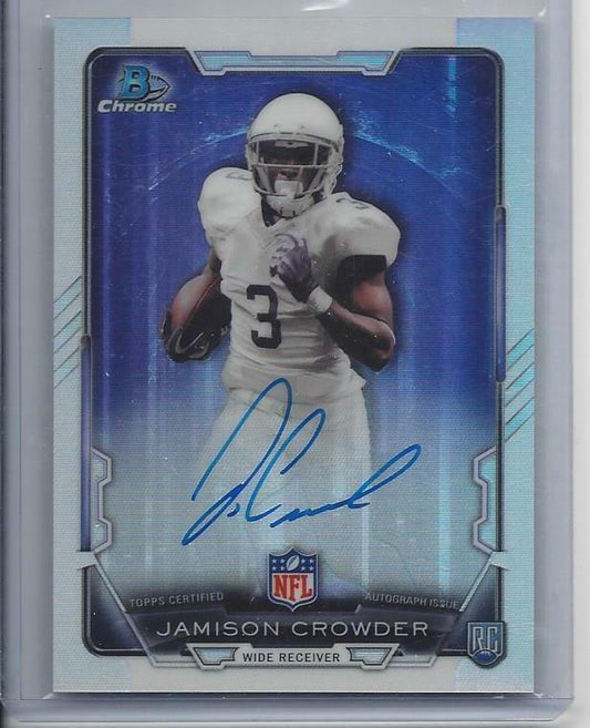 JAMISON CROWDER 2015 BOWMAN CHROME REFRACTOR REDSKINS ON CARD ROOKIE AUTO RC