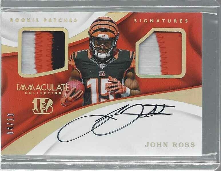 JOHN ROSS III 2017 IMMACULATE COLLECTION DUAL 3 COLOR PATCH AUTO RC #D /10