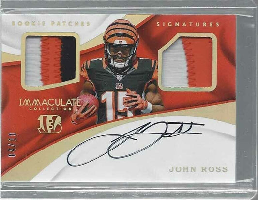 JOHN ROSS III 2017 IMMACULATE COLLECTION DUAL 3 COLOR PATCH AUTO RC #D /10