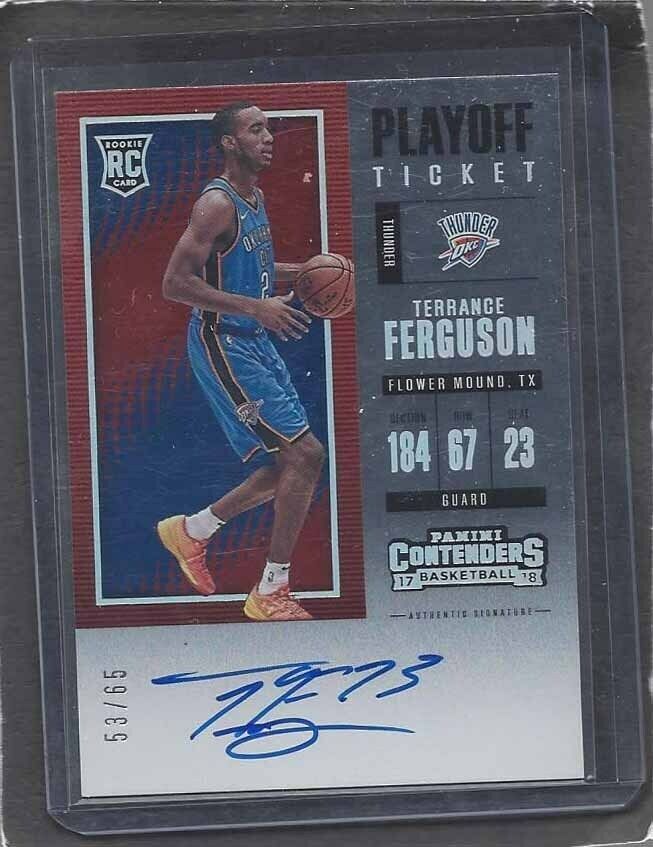 TERRANCE FERGUSON 2017-18 CONTENDERS PLAYOFF TICKET ON CARD AUTO RC #D 53/65