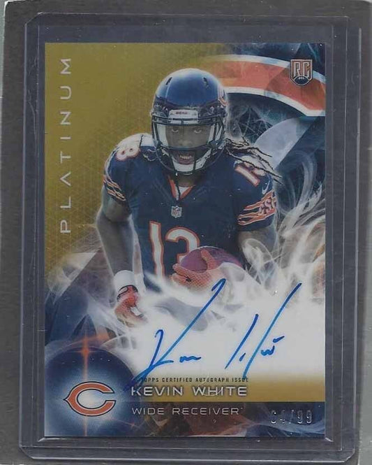 KEVIN WHITE 2015 TOPPS PLATINUM GOLD REFRACTOR ROOKIE ON CARD AUTO RC #D 64/99