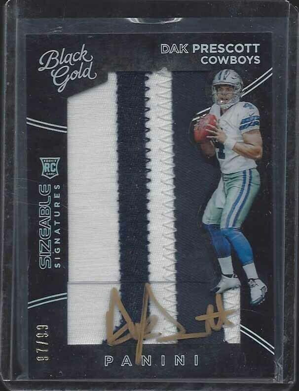 DAK PRESCOTT 2016 BLACK GOLD SIZEABLE RPA JUMBO PATCH ON CARD AUTO RC #D /99