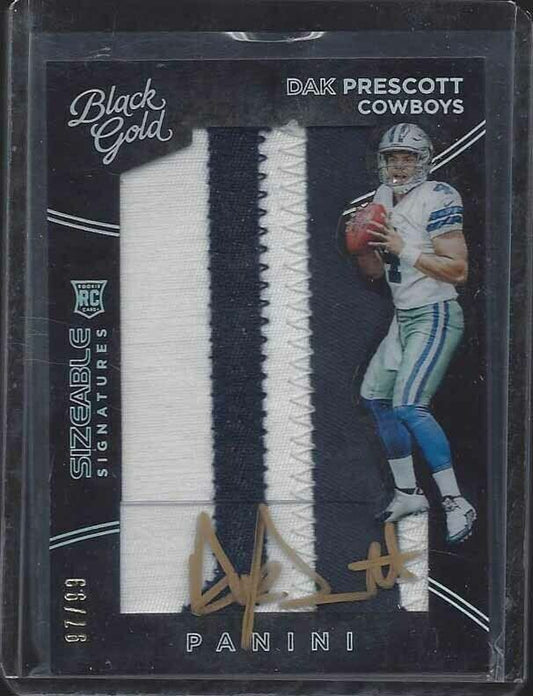 DAK PRESCOTT 2016 BLACK GOLD SIZEABLE RPA JUMBO PATCH ON CARD AUTO RC #D /99