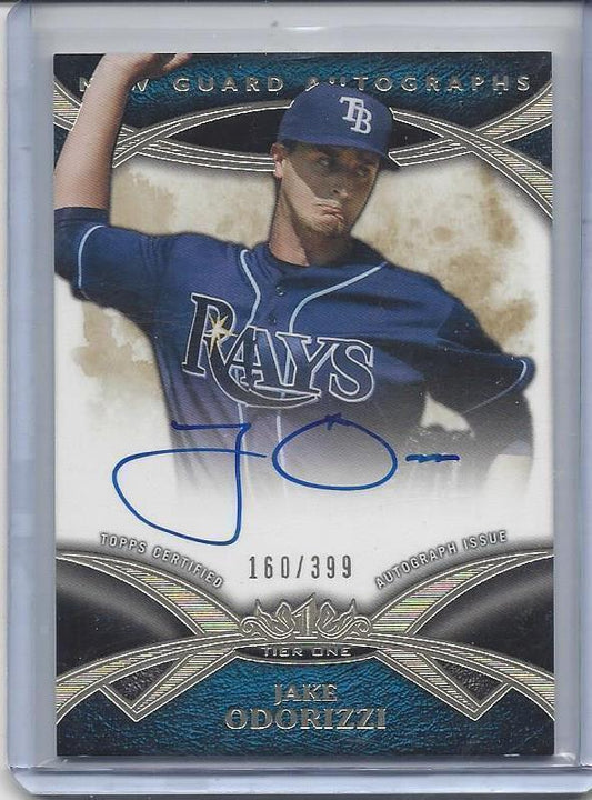 JAKE ODORIZZI 2014 TOPPS TIER ONE NEW GUARD RAYS ON CARD AUTO #D 160/399