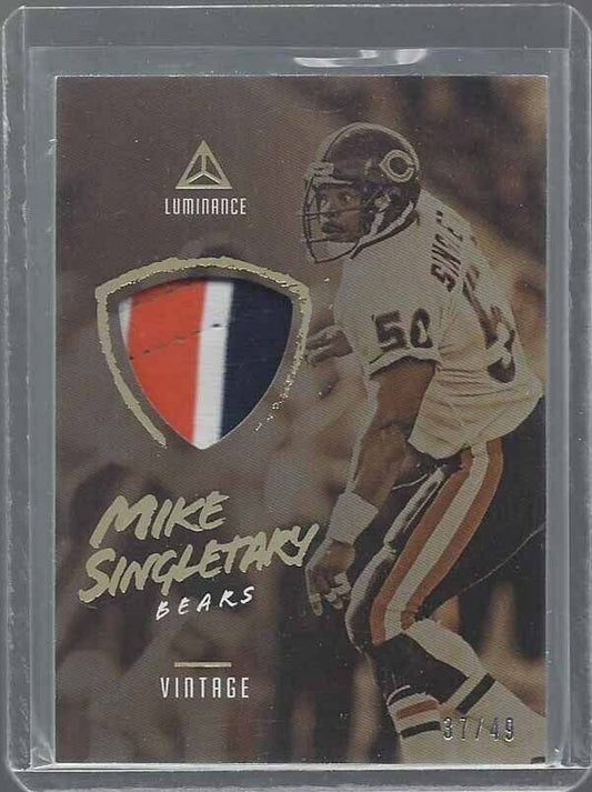 MIKE SINGLETARY 2018 PANINI LUMINANCE VINTAGE SEPIA 3 COLOR BEARS PATCH #D 37/49