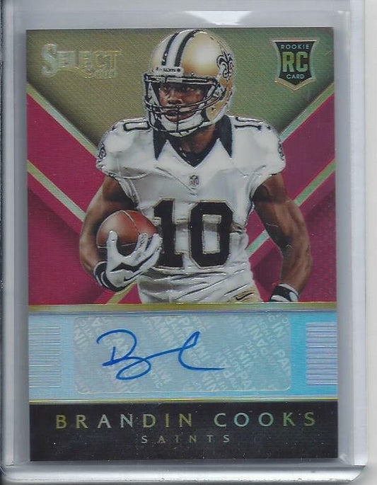 BRANDIN COOKS 2014 SELECT RED PRIZM SAINTS ROOKIE REFRACTOR AUTO RC #D 50/50