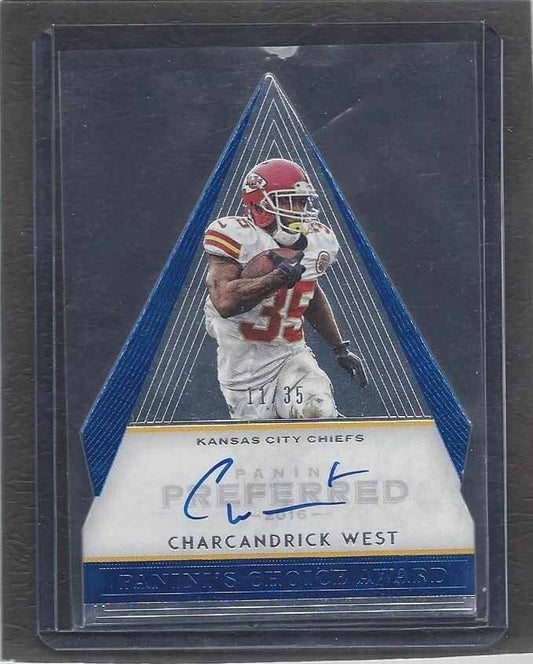 CHARCANDRICK WEST 2016 PANINI PREFERRED CHOICE AWARD BLUE DIE CUT AUTO #D 11/35