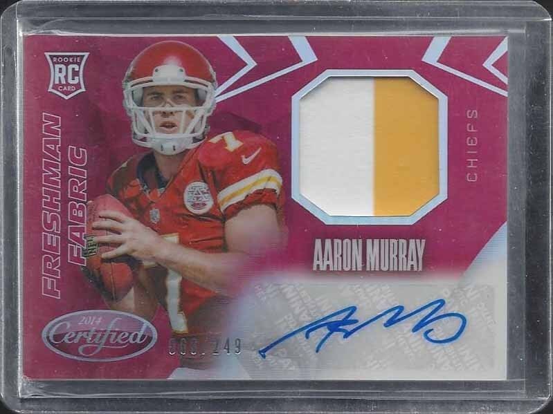 AARON MURRAY 2014 CERTIFIED FRESHMAN FABRIC RED 2 COLOR PATCH AUTO RC #D 66/249