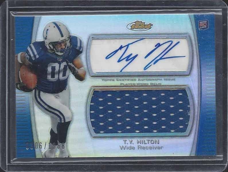 T.Y. HILTON 2012 TOPPS FINEST JUMBO JERSEY ROOKIE REFRACTOR AUTO RC #D /1368