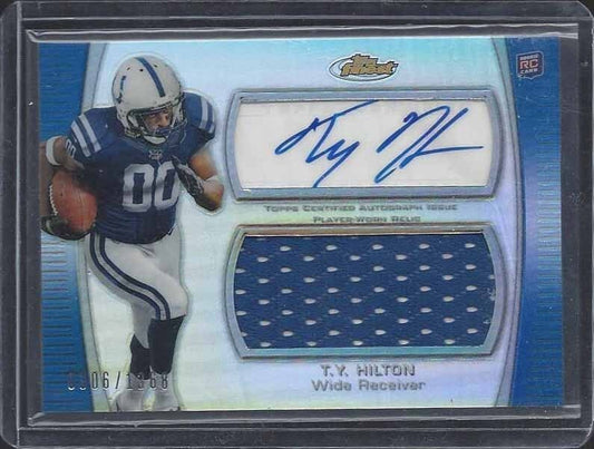 T.Y. HILTON 2012 TOPPS FINEST JUMBO JERSEY ROOKIE REFRACTOR AUTO RC #D /1368