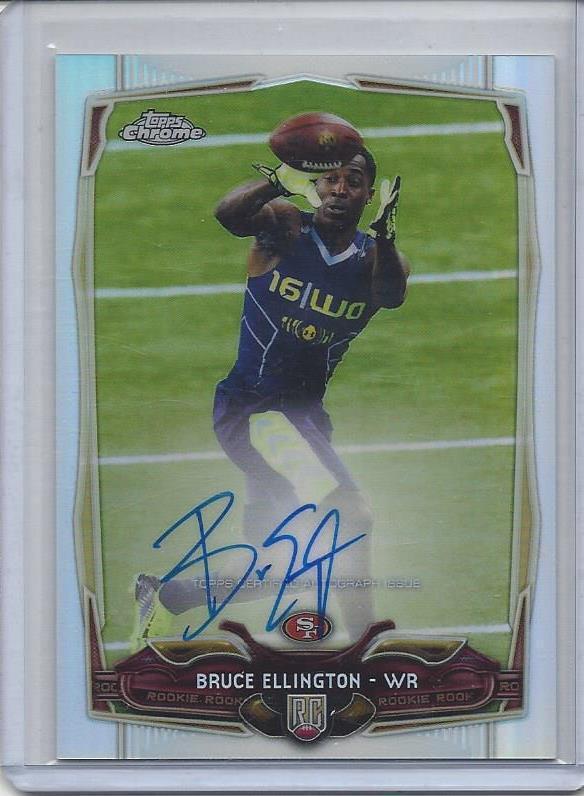 BRUCE ELLINGTON 2014 TOPPS CHROME 49ERS ROOKIE REFRACTOR ON CARD AUTO RC #D /150