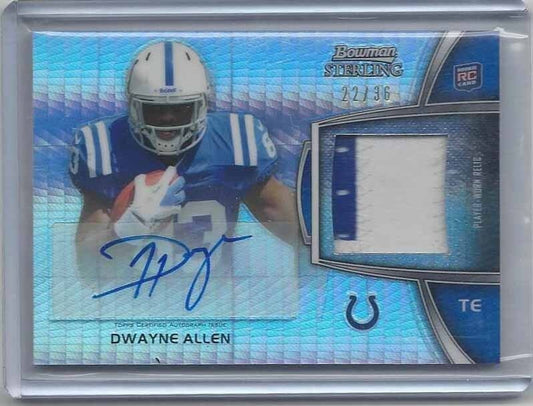 DWAYNE ALLEN 2012 BOWMAN STERLING PRISM REFRACTOR 2 COLOR PATCH AUTO RC #D 22/36