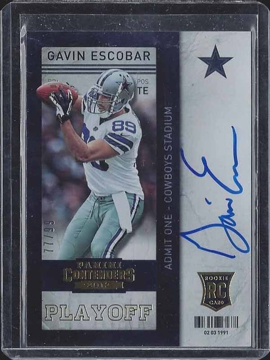 GAVIN ESCOBAR 2013 CONTENDERS PLAYOFF TICKET ROOKIE VARIATION ONCARD AUTO RC /99