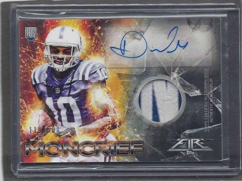 DONTE MONCRIEF 2014 TOPPS FIRE RPA COLTS ROOKIE PATCH AUTO RC #D /500