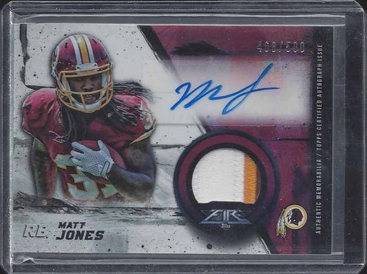 MATT JONES 2015 TOPPS FIRE RPA 3 COLOR REDSKINS ROOKIE PATCH AUTO RC #D 468/500