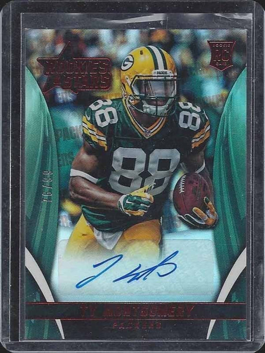 TY MONTGOMERY 2015 PANINI ROOKIES & STARS RED FOIL PACKERS AUTO RC #D 76/49