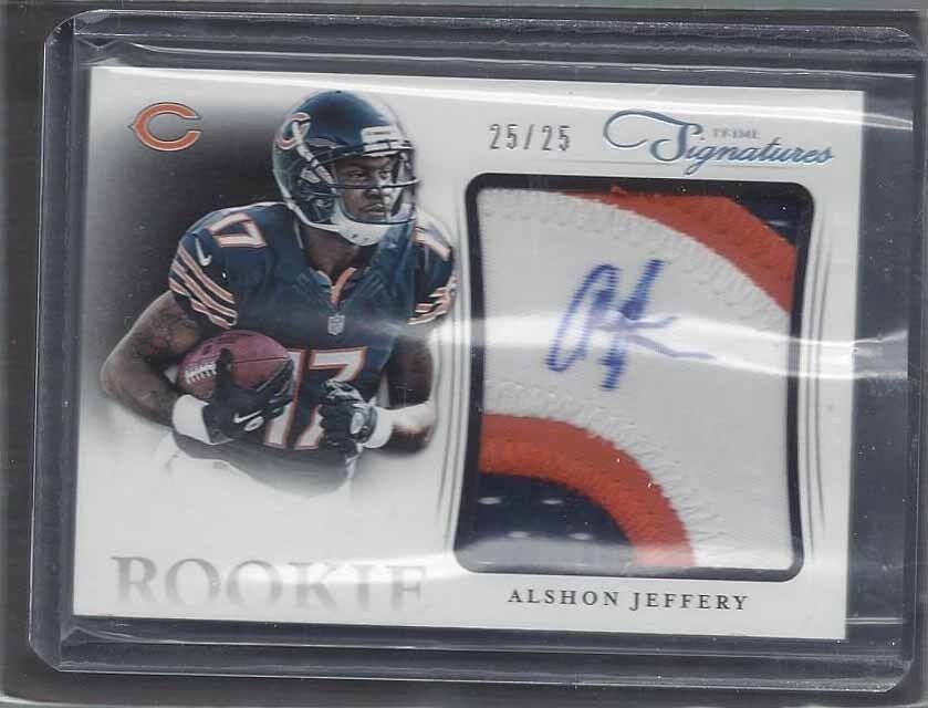 ALSHON JEFFERY 2012 PRIME SIGNATURES JUMBO RPA 3 COLOR PATCH AUTO RC #D 25/25