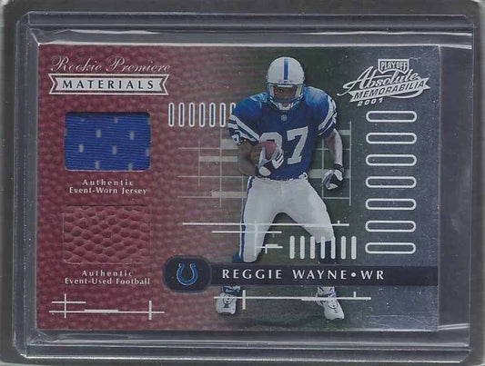 REGGIE WAYNE 2001 ABSOLUTE RPM DUAL JERSEY BALL ROOKIE RC #D 542/850