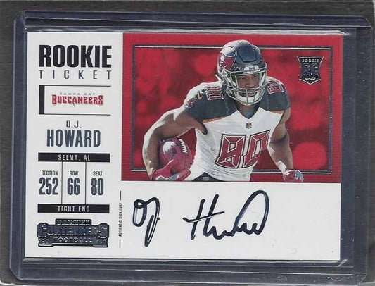 O.J. HOWARD 2017 CONTENDERS ROOKIE TICKET HORIZONTAL VARIATION AUTO SP RC #363