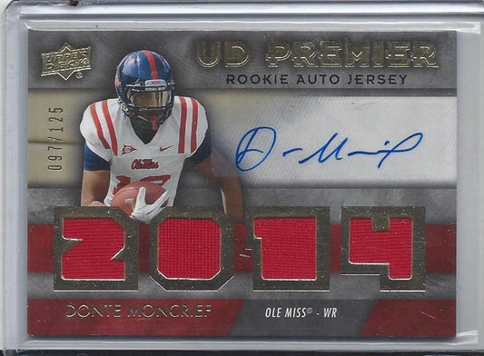 DONTE MONCRIEF 2014 UPPER DECK UD PREMIER QUAD ROOKIE JERSEY AUTO RC #D /125