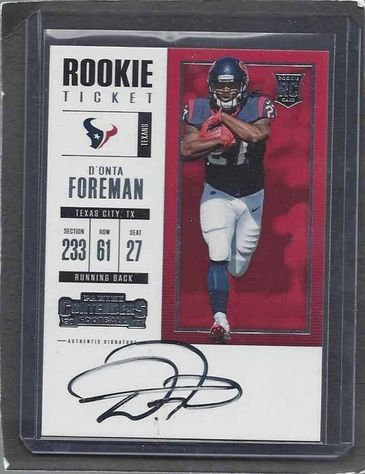 D'ONTA FOREMAN 2017 CONTENDERS ROOKIE TICKET TEXANS ON CARD AUTO RC #318