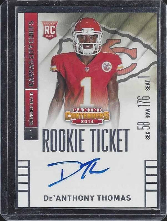 DE'ANTHONY THOMAS 2014 CONTENDERS CHIEFS ROOKIE TICKET ON CARD TRUE RC AUTO #213