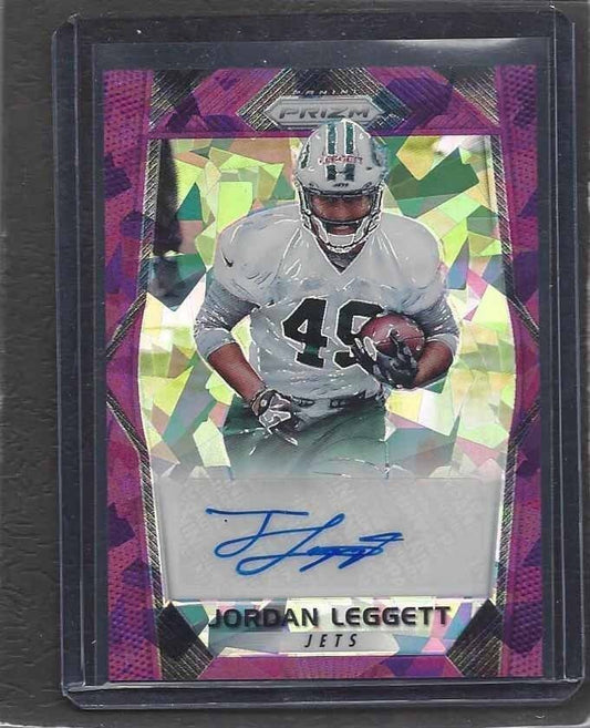 JORDAN LEGGETT 2017 PANINI PRIZM PURPLE CRYSTALS PRIZMS JETS AUTO RC #D 65/75