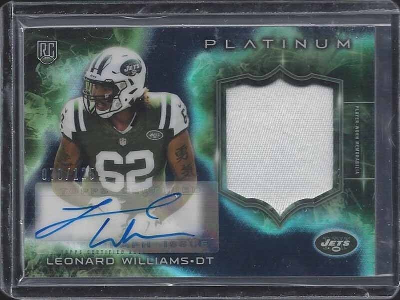 LEONARD WILLIAMS 2015 TOPPS PLATINUM BLACK REFRACTOR PATCH AUTO RC #D 78/125