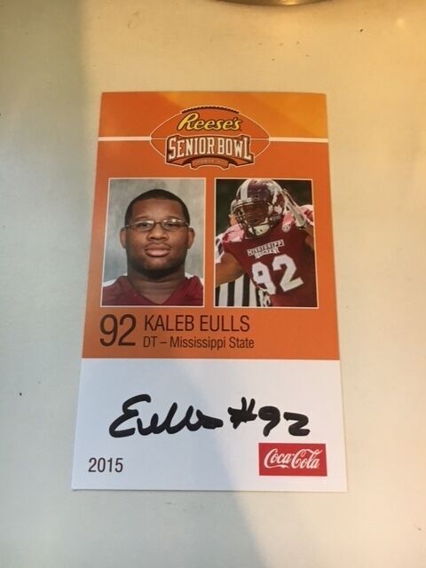 KALEB EULLS 2015 REESE'S SENIOR BOWL 3X5 MISSISSIPPI STATE AUTOGRAPHED CARD QTY