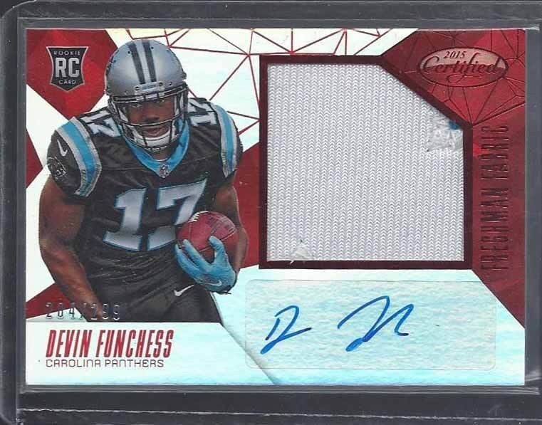 DEVIN FUNCHESS 2015 CERTIFIED RED FRESHMAN FABRIC JUMBO PATCH AUTO RC /299