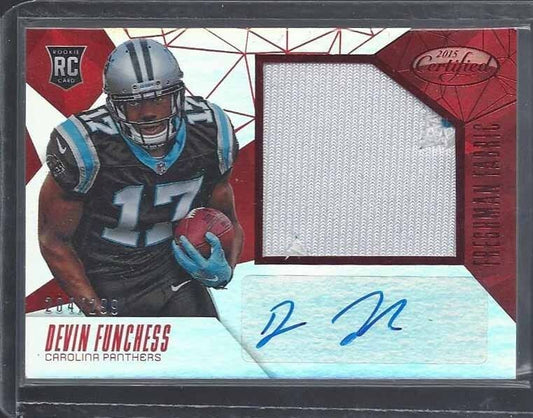 DEVIN FUNCHESS 2015 CERTIFIED RED FRESHMAN FABRIC JUMBO PATCH AUTO RC /299