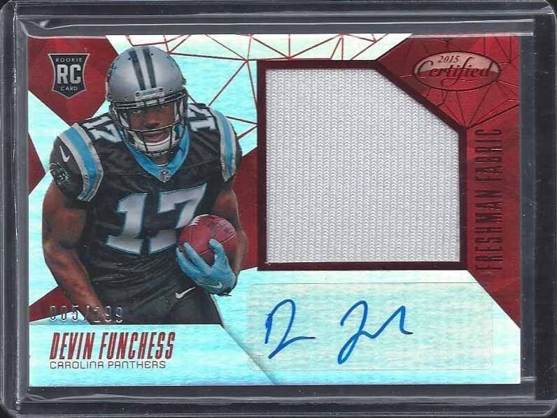 DEVIN FUNCHESS 2015 CERTIFIED RED FRESHMAN FABRIC JUMBO PATCH AUTO RC /299