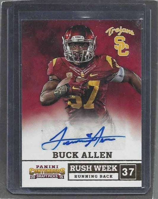 BUCK ALLEN 2015 CONTENDERS RUSH WEEK USC TROJANS ROOKIE AUTO RC SP #9